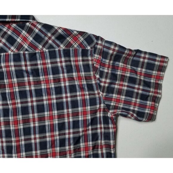 True Rock Short Sleeve Button Up Blue/Red Plaid Casual Shirt Men's Size XL - Picture 13 of 14